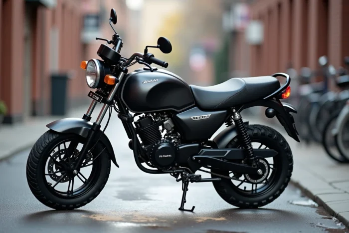 Honda Dax ST 125 garée sur un trottoir urbain, vue de profil avec détails chromés et cadre compact